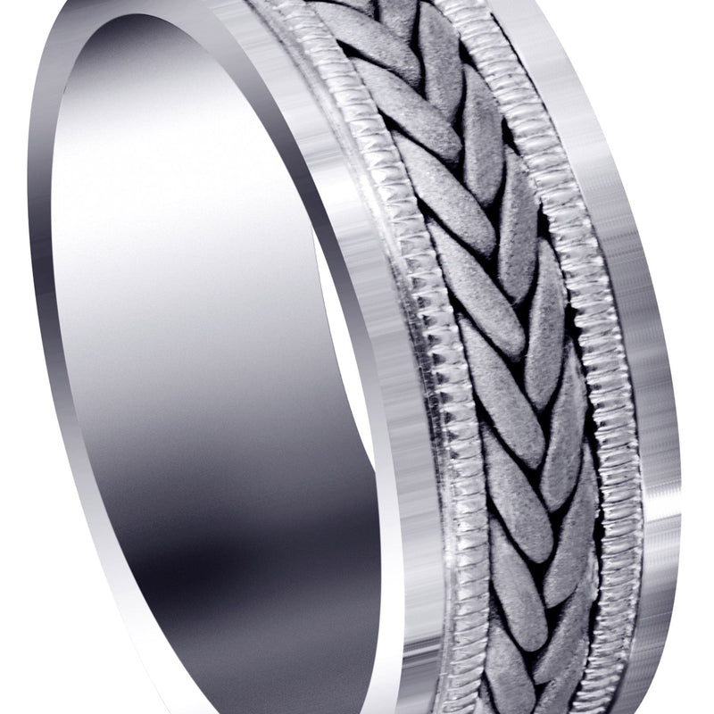 Hand Woven Mens Wedding Band | Sand Blast Finish (Carson)