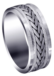 Hand Woven Mens Wedding Band | Sand Blast Finish (Carson)