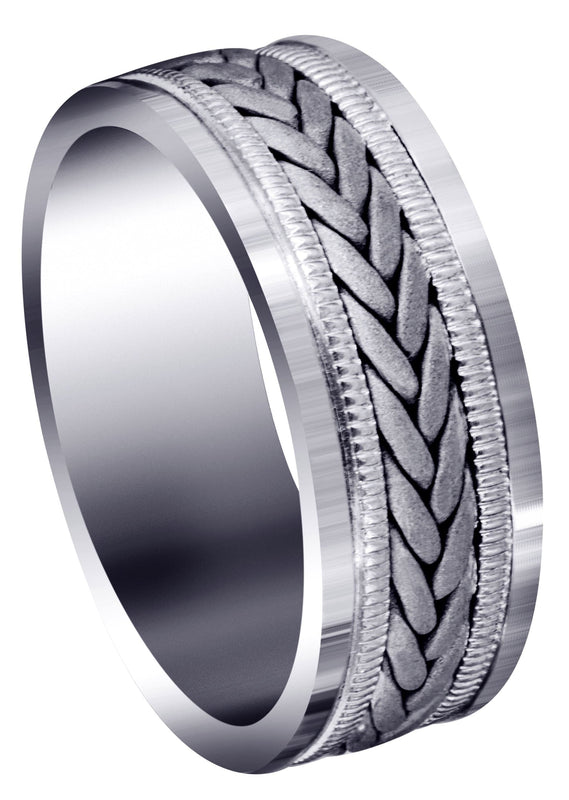 Hand Woven Mens Wedding Band | Sand Blast Finish (Carson)