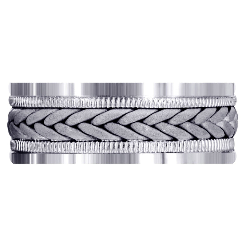 Hand Woven Mens Wedding Band | Sand Blast Finish (Carson)