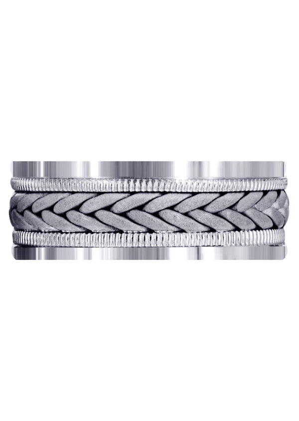 Hand Woven Mens Wedding Band | Sand Blast Finish (Carson)