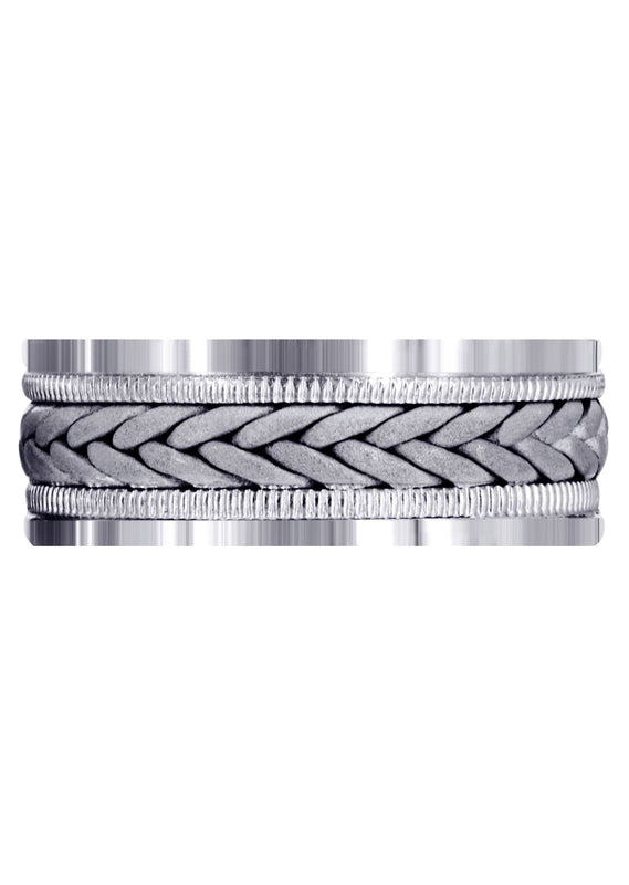 Hand Woven Mens Wedding Band | Sand Blast Finish (Carson)