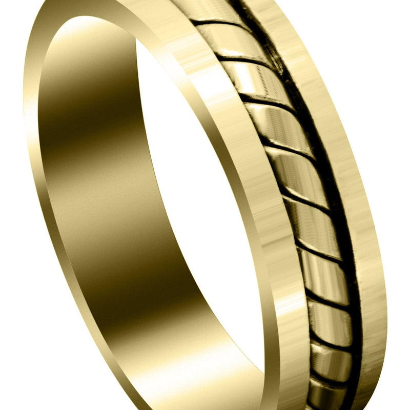 Yellow Gold Hand Woven Mens Wedding Band | Satin Finish (Timothy)