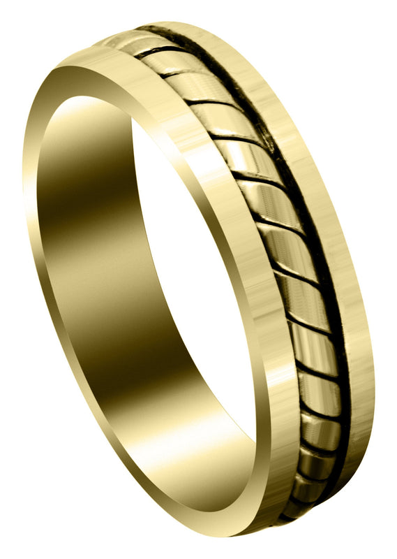 Yellow Gold Hand Woven Mens Wedding Band | Satin Finish (Timothy)