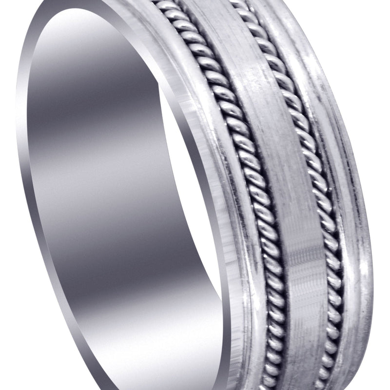 Contemporary Mens Wedding Band | Satin / High Polish Finish (Maddox)