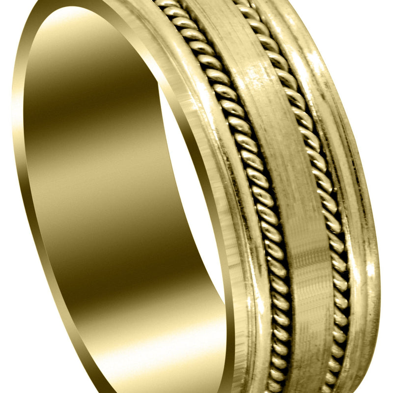 Yellow Gold Contemporary Mens Wedding Band | Satin / High Polish Finish (Maddox)
