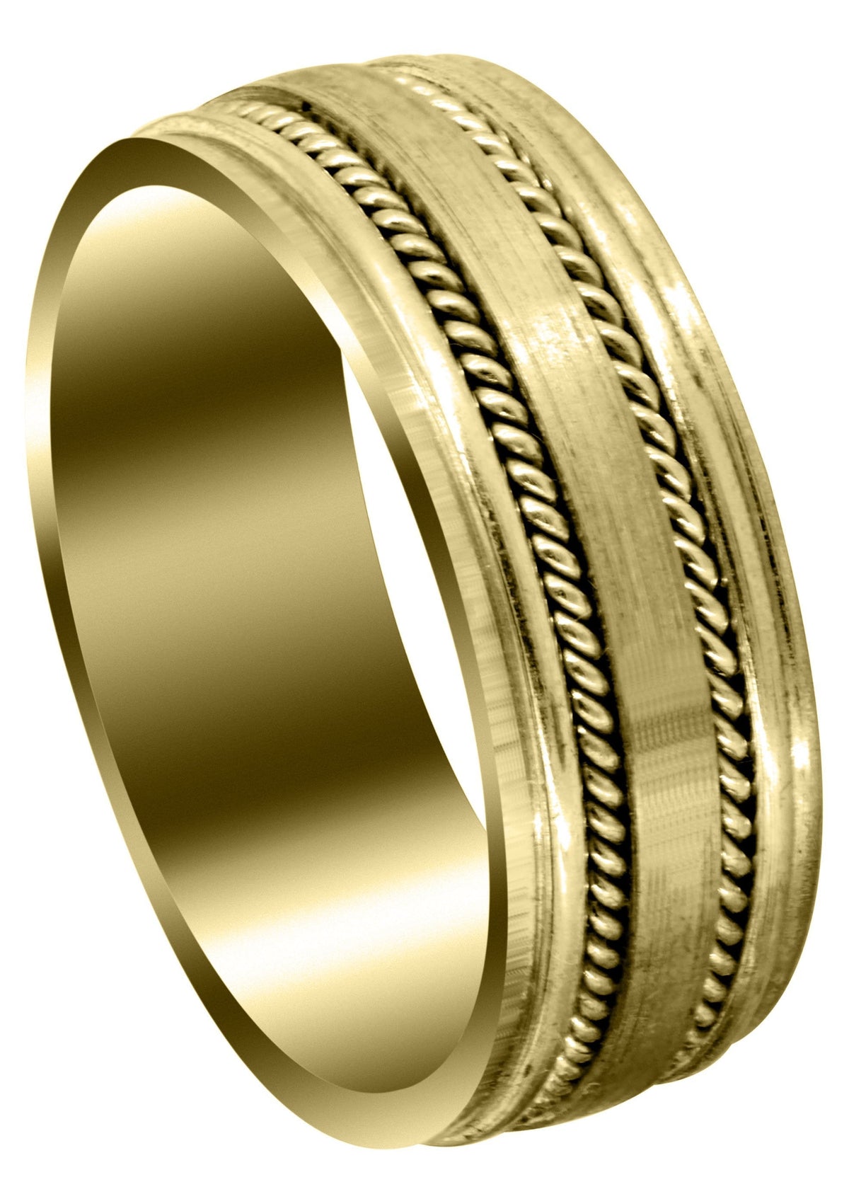 Yellow Gold Contemporary Mens Wedding Band | Satin / High Polish Finish (Maddox)