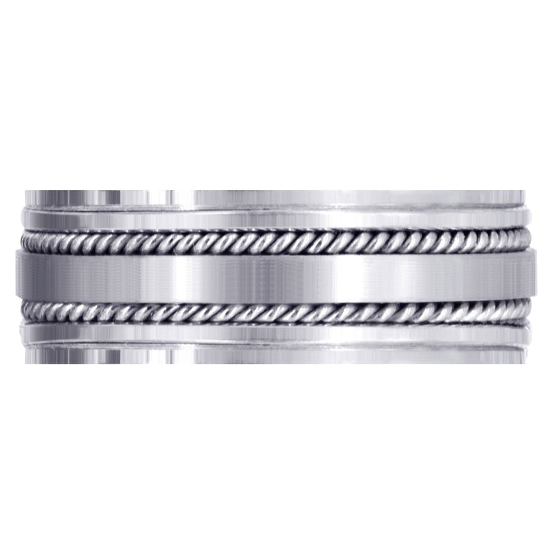 Contemporary Mens Wedding Band | Satin / High Polish Finish (Maddox)