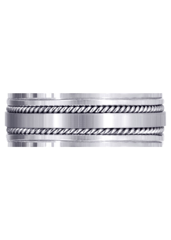 Contemporary Mens Wedding Band | Satin / High Polish Finish (Maddox)
