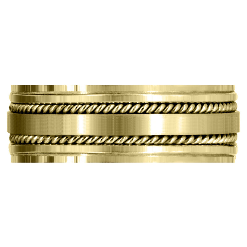 Yellow Gold Contemporary Mens Wedding Band | Satin / High Polish Finish (Maddox)