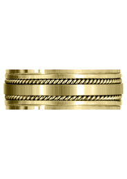 Yellow Gold Contemporary Mens Wedding Band | Satin / High Polish Finish (Maddox)
