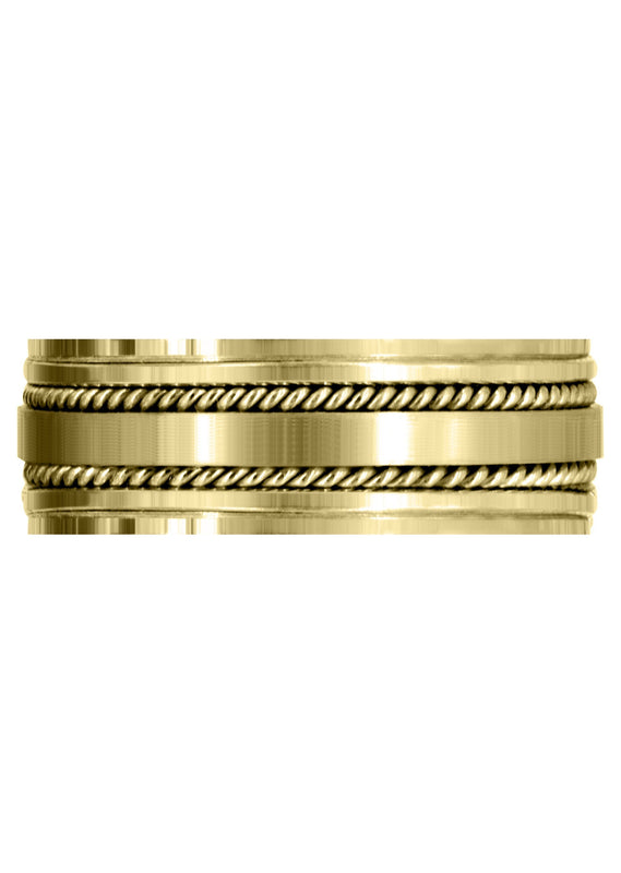 Yellow Gold Contemporary Mens Wedding Band | Satin / High Polish Finish (Maddox)