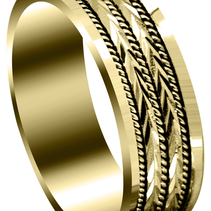 Yellow Gold Contemporary Mens Wedding Band | High Polish Finish (Kai)