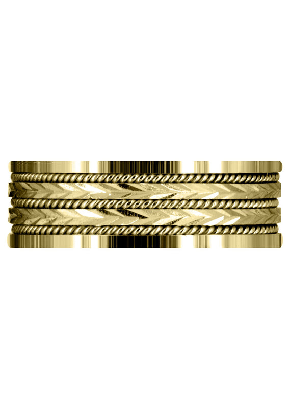 Yellow Gold Contemporary Mens Wedding Band | High Polish Finish (Kai)
