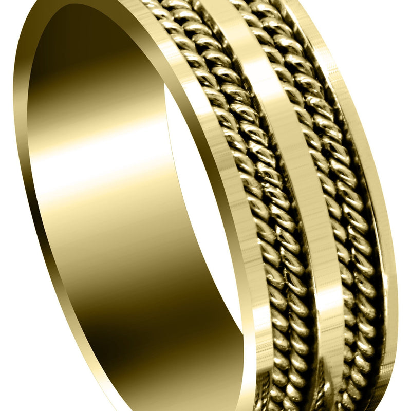 Yellow Gold Braided Mens Wedding Band | High Polish Finish (Jameson)