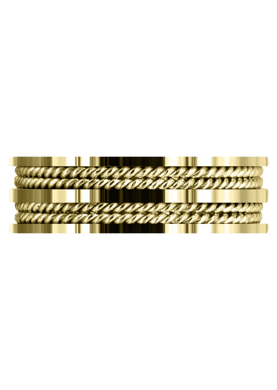 Yellow Gold Braided Mens Wedding Band | High Polish Finish (Jameson)