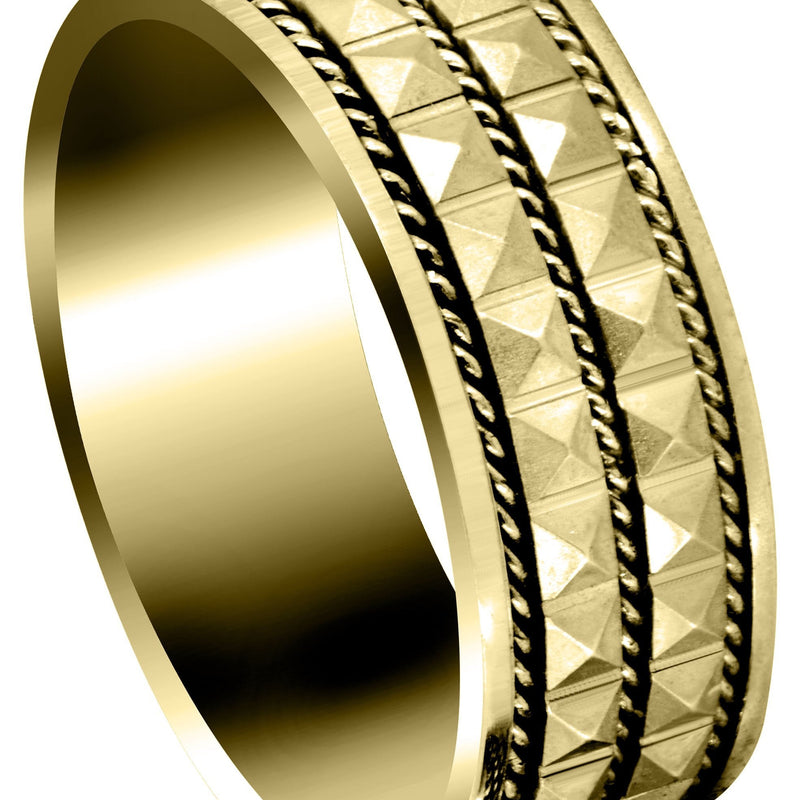 Yellow Gold Contemporary Mens Wedding Band | GB / High Polish Finish (Zachary)