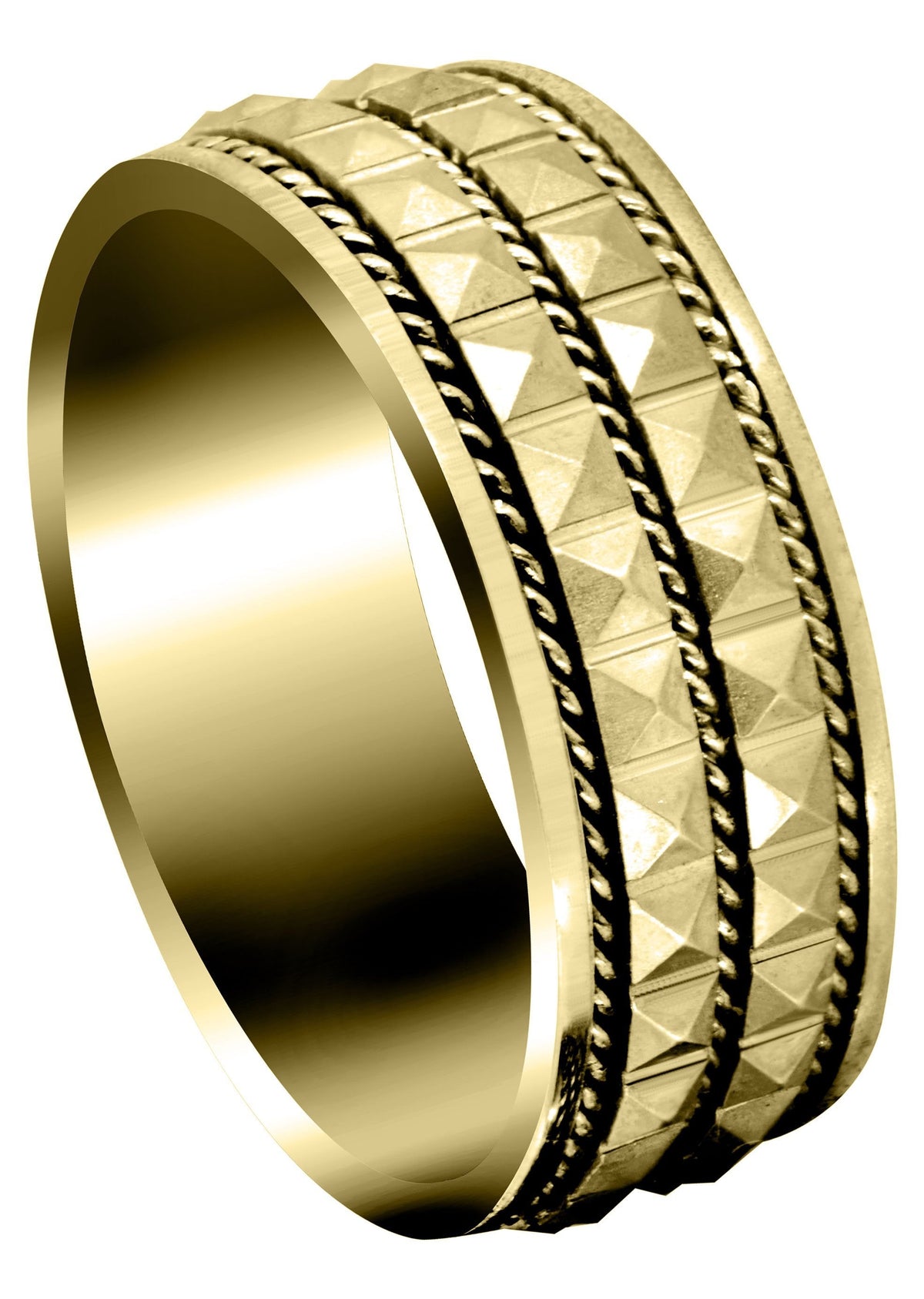 Yellow Gold Contemporary Mens Wedding Band | GB / High Polish Finish (Zachary)