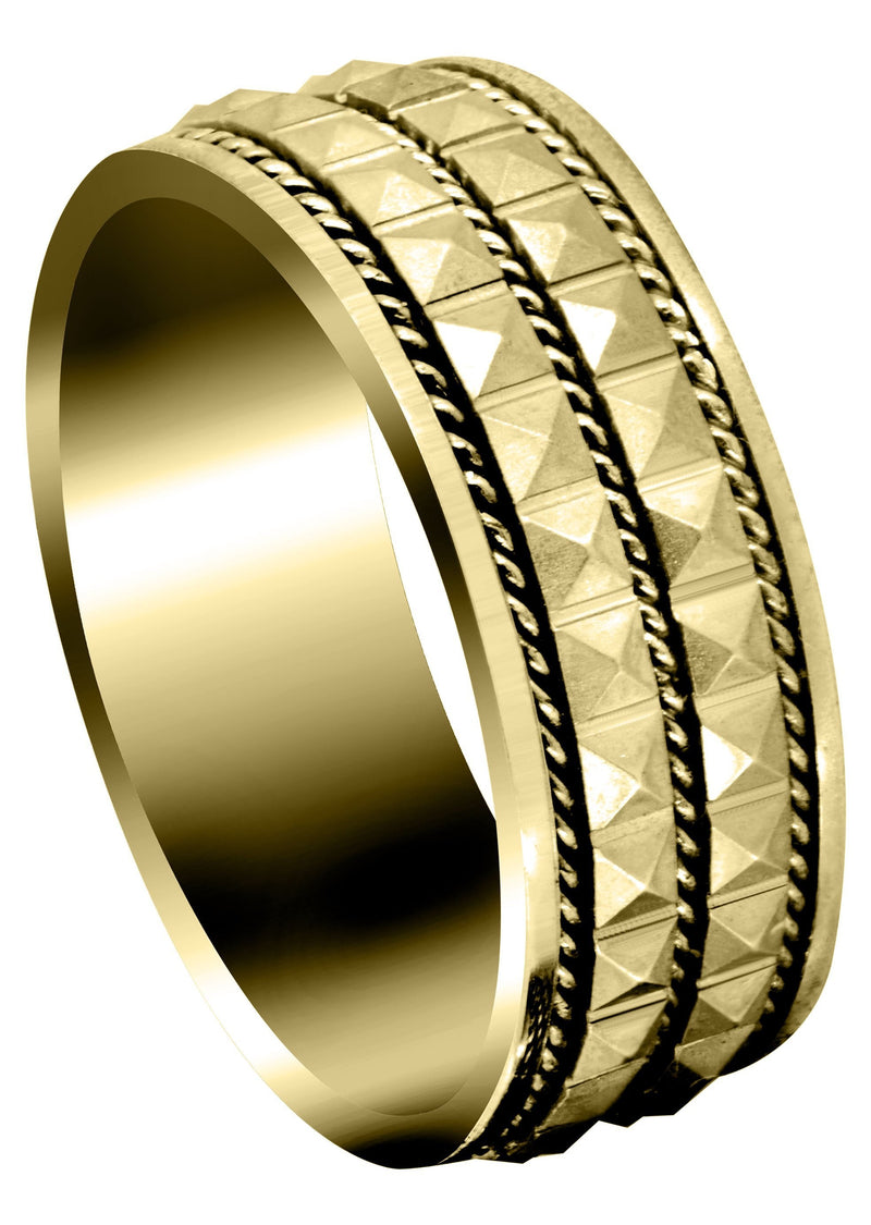 Yellow Gold Contemporary Mens Wedding Band | GB / High Polish Finish (Zachary)