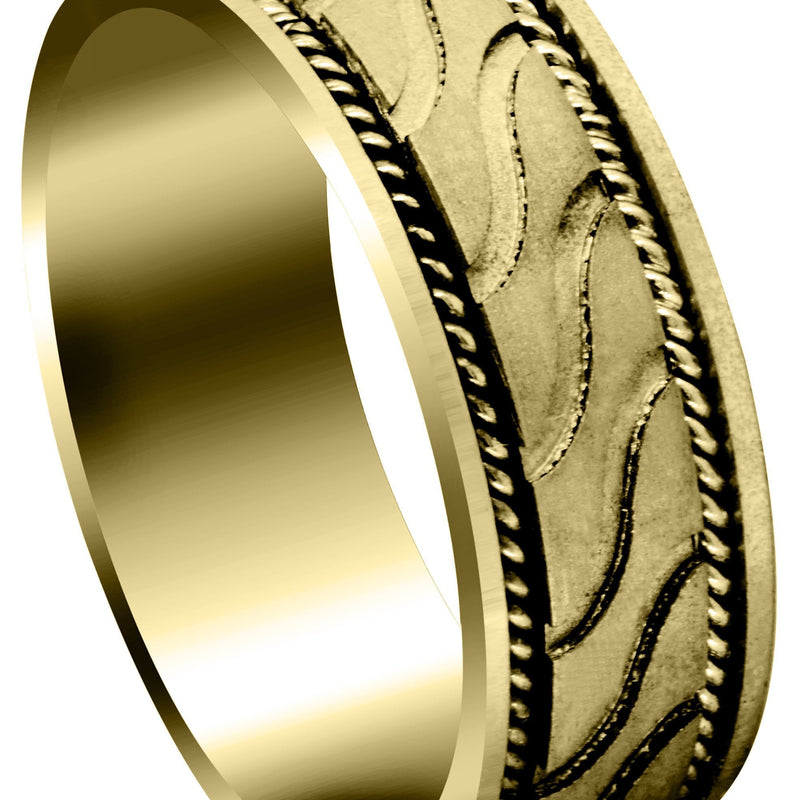 Yellow Gold Contemporary Mens Wedding Band | GB / High Polish Finish (Ayden)