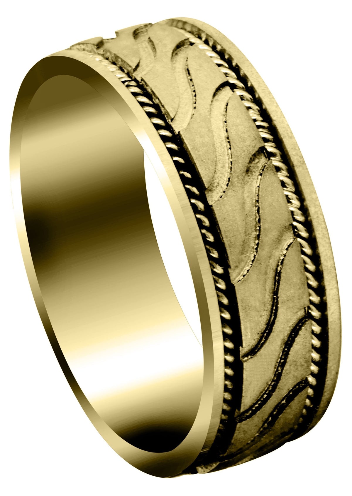 Yellow Gold Contemporary Mens Wedding Band | GB / High Polish Finish (Ayden)