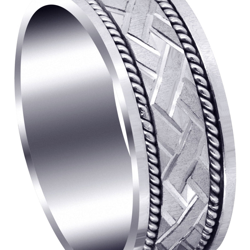Modern Mens Wedding Band | Cross Satin Finish (Corbin)