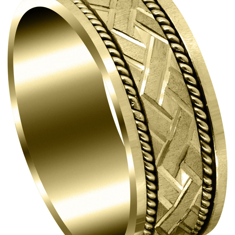 Yellow Gold Modern Mens Wedding Band | Cross Satin Finish (Corbin)