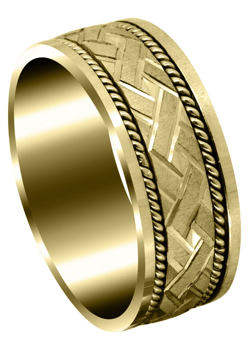 Yellow Gold Modern Mens Wedding Band | Cross Satin Finish (Corbin)