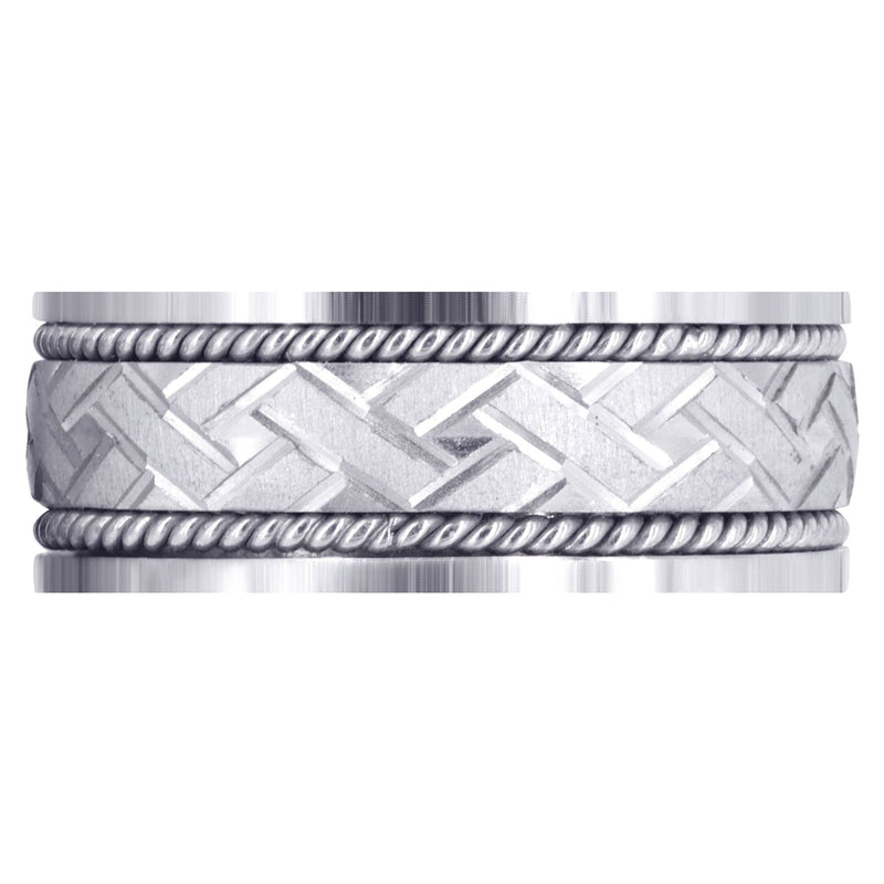 Modern Mens Wedding Band | Cross Satin Finish (Corbin)
