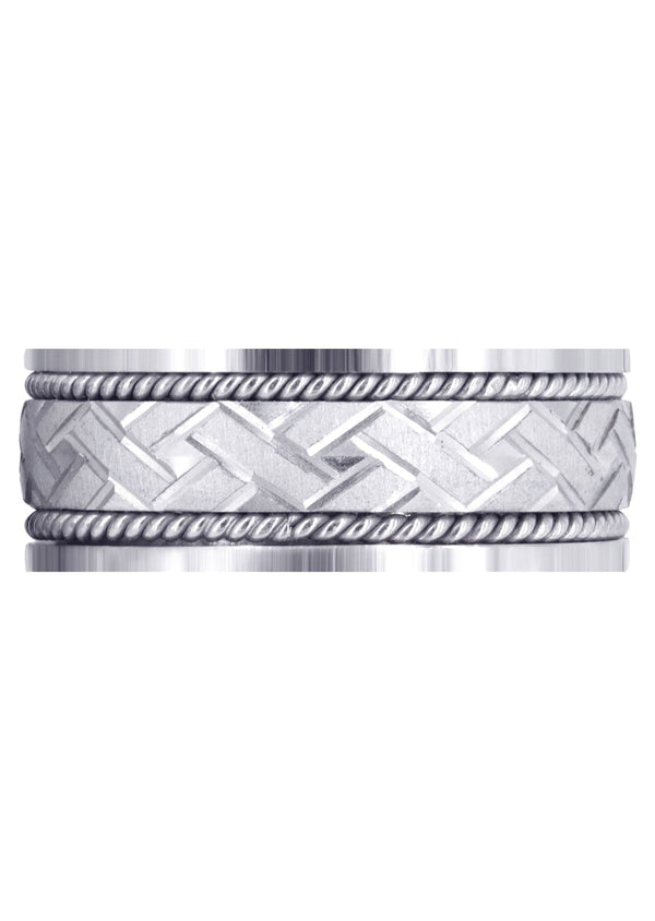 Modern Mens Wedding Band | Cross Satin Finish (Corbin)
