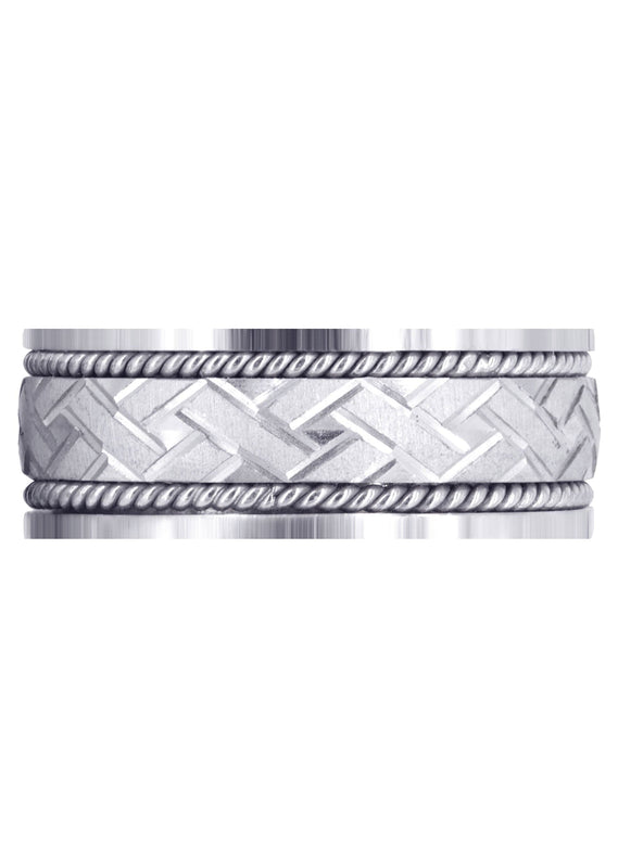 Modern Mens Wedding Band | Cross Satin Finish (Corbin)