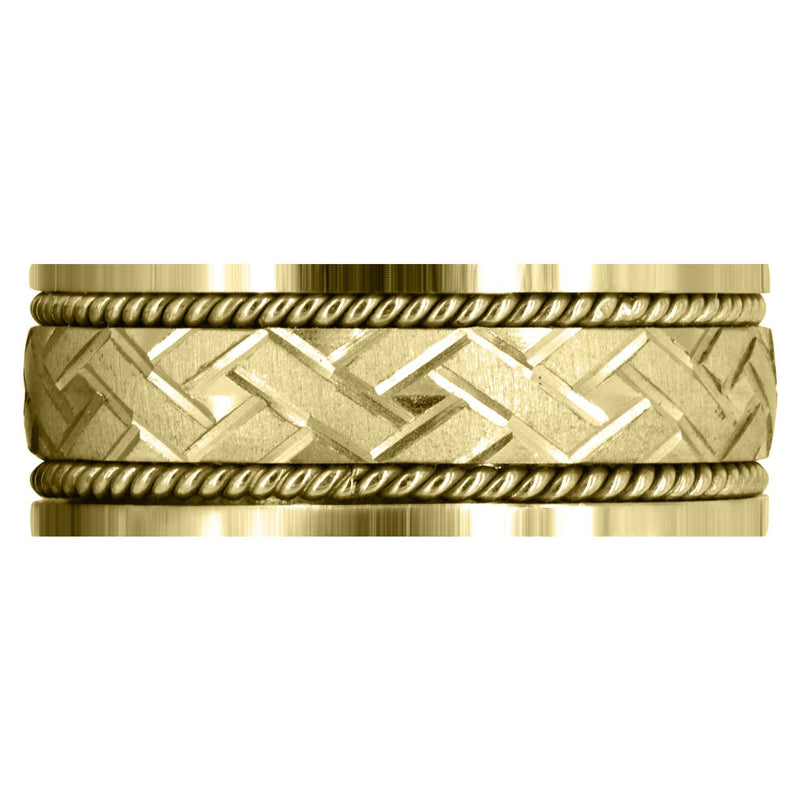 Yellow Gold Modern Mens Wedding Band | Cross Satin Finish (Corbin)