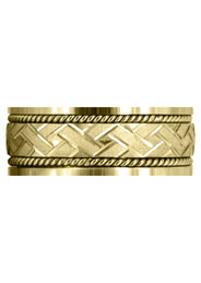 Yellow Gold Modern Mens Wedding Band | Cross Satin Finish (Corbin)