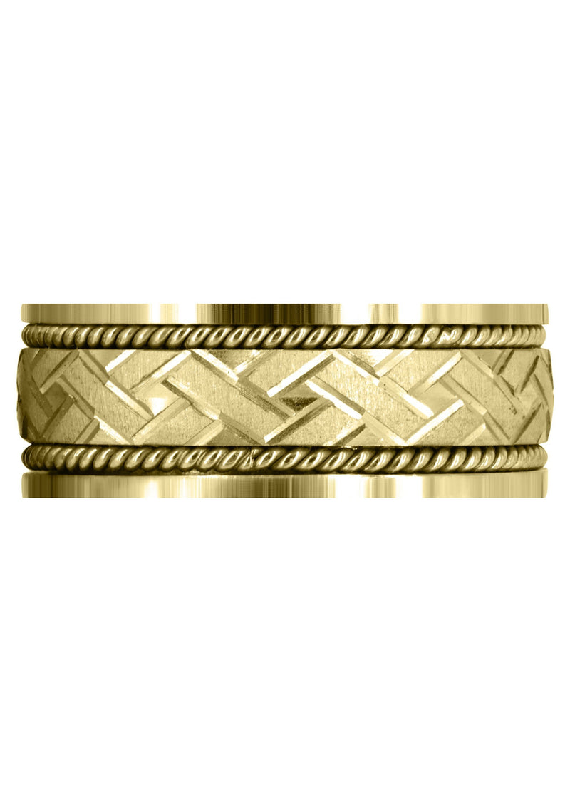 Yellow Gold Modern Mens Wedding Band | Cross Satin Finish (Corbin)