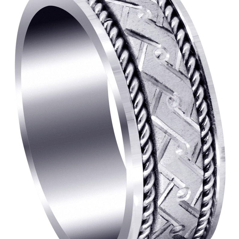 Modern Mens Wedding Band | Cross Satin Finish (Gael)