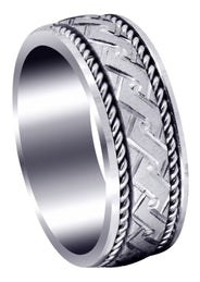 Modern Mens Wedding Band | Cross Satin Finish (Gael)