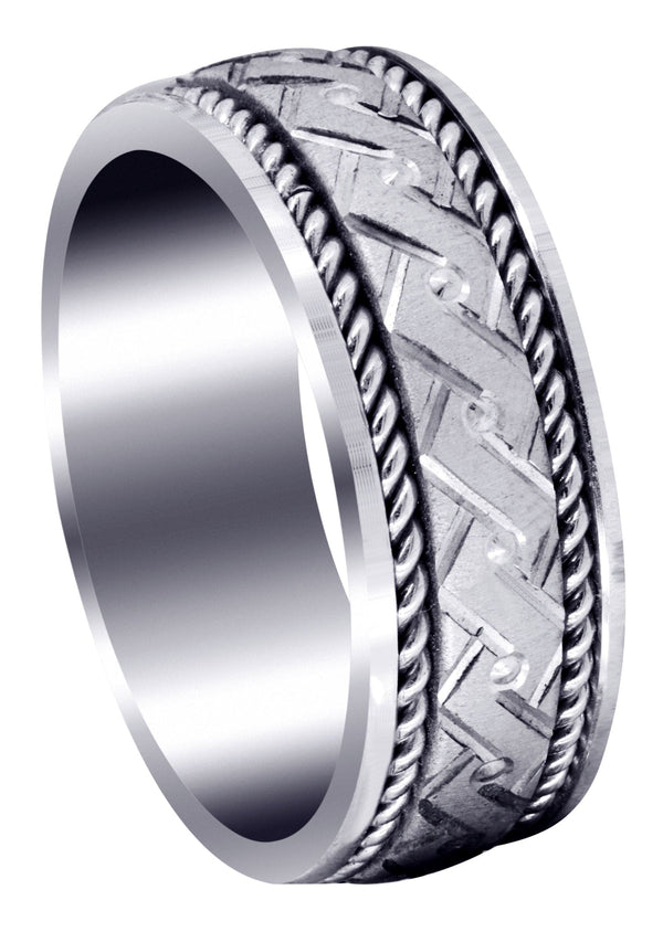 Modern Mens Wedding Band | Cross Satin Finish (Gael)