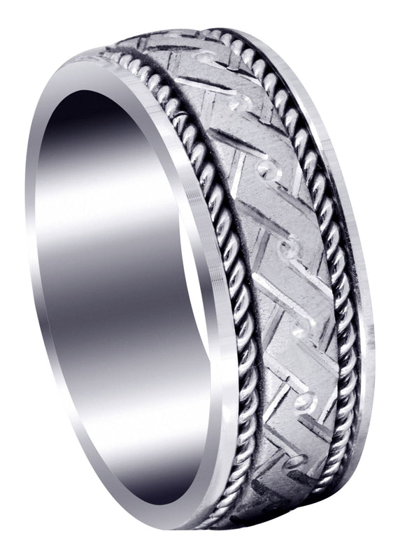 Modern Mens Wedding Band | Cross Satin Finish (Gael)