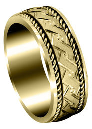 Yellow Gold Modern Mens Wedding Band | Cross Satin Finish (Gael)