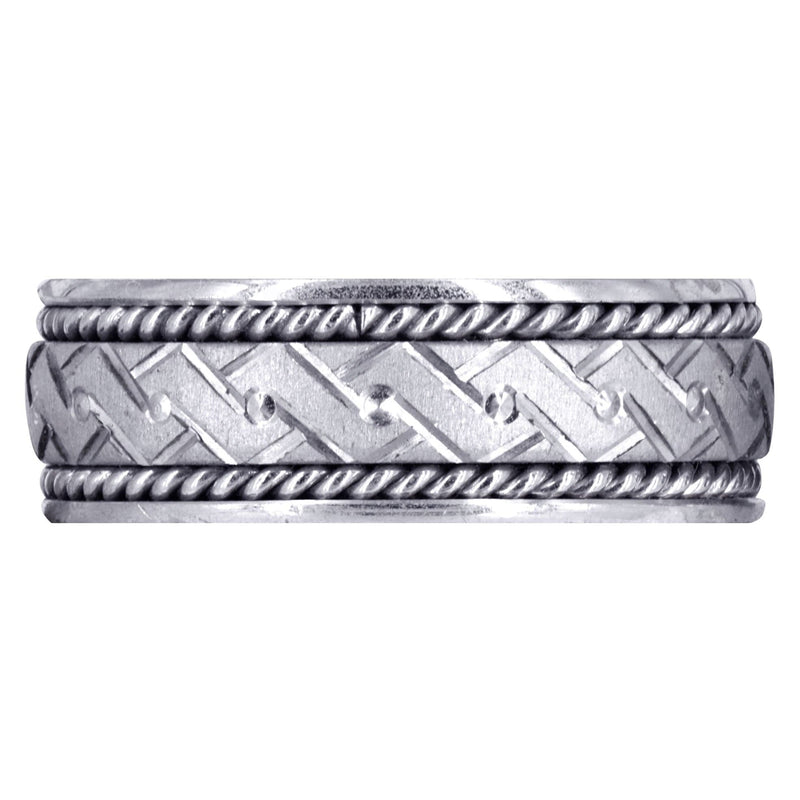 Modern Mens Wedding Band | Cross Satin Finish (Gael)