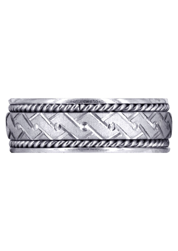 Modern Mens Wedding Band | Cross Satin Finish (Gael)