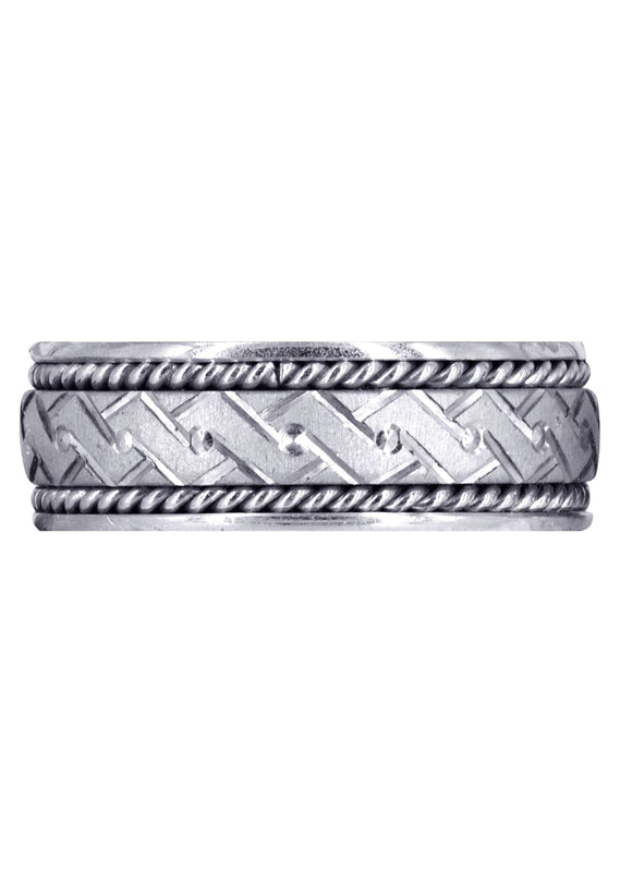 Modern Mens Wedding Band | Cross Satin Finish (Gael)