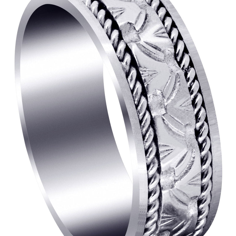 Modern Mens Wedding Band | Sand Blast / High Polish Finish (Rowan)
