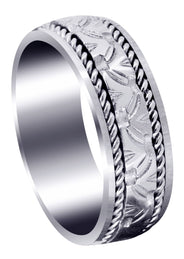 Modern Mens Wedding Band | Sand Blast / High Polish Finish (Rowan)