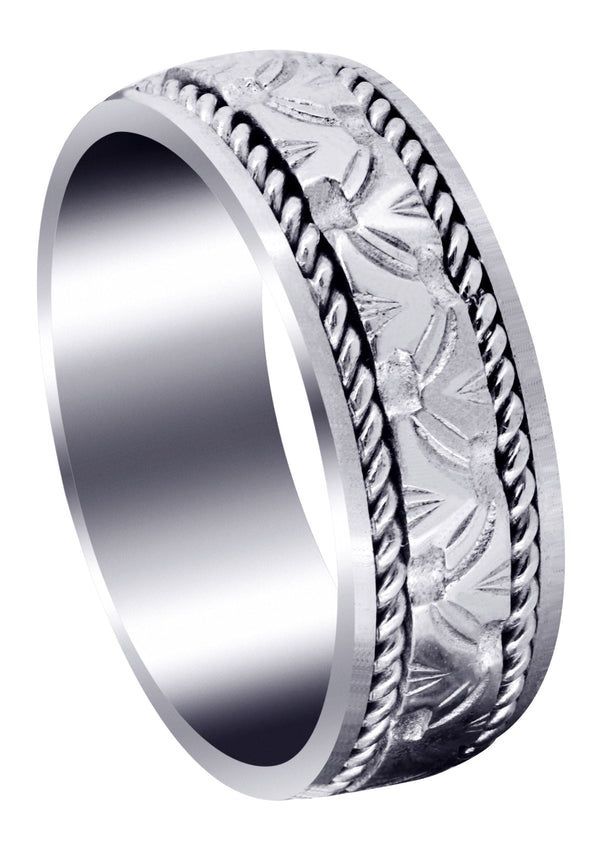 Modern Mens Wedding Band | Sand Blast / High Polish Finish (Rowan)