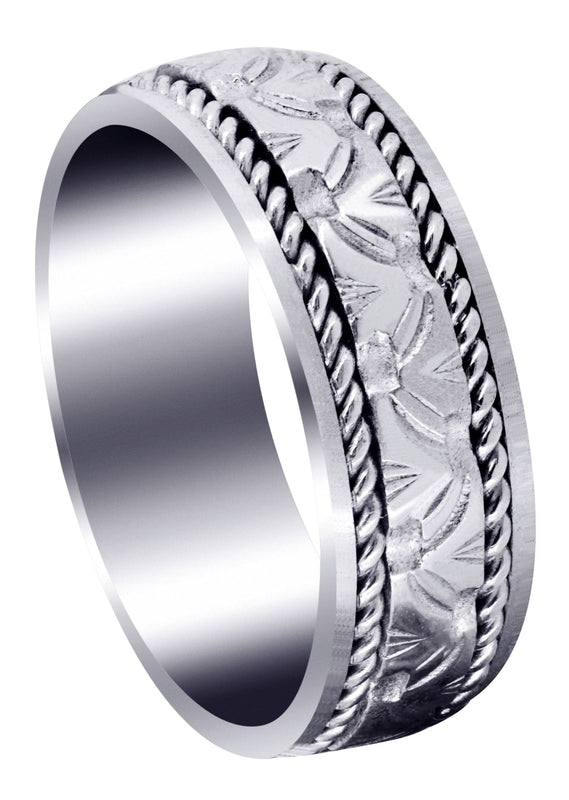Modern Mens Wedding Band | Sand Blast / High Polish Finish (Rowan)