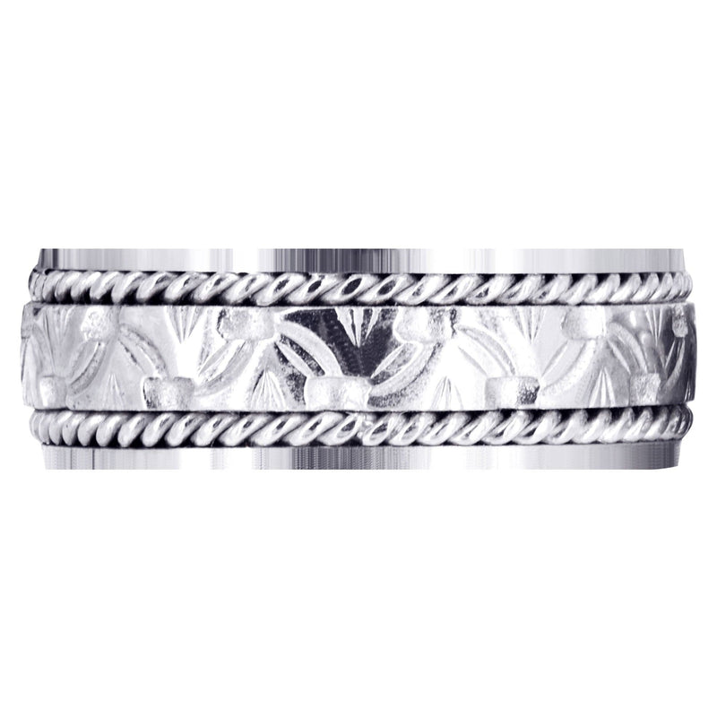 Modern Mens Wedding Band | Sand Blast / High Polish Finish (Rowan)