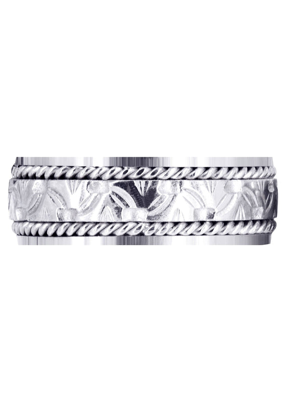 Modern Mens Wedding Band | Sand Blast / High Polish Finish (Rowan)