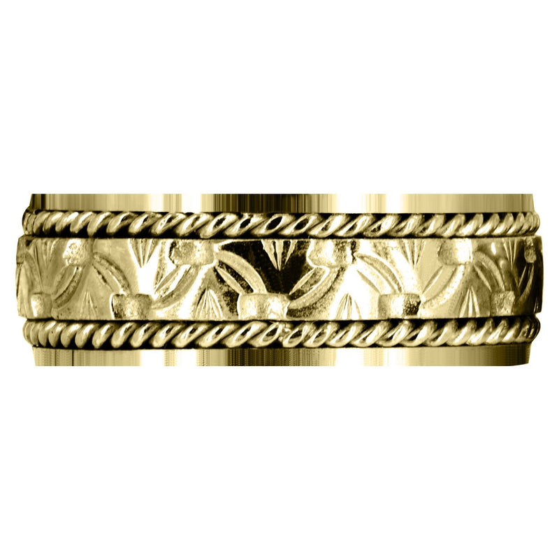 Yellow Gold Modern Mens Wedding Band | Sand Blast / High Polish Finish (Rowan)