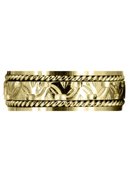 Yellow Gold Modern Mens Wedding Band | Sand Blast / High Polish Finish (Rowan)